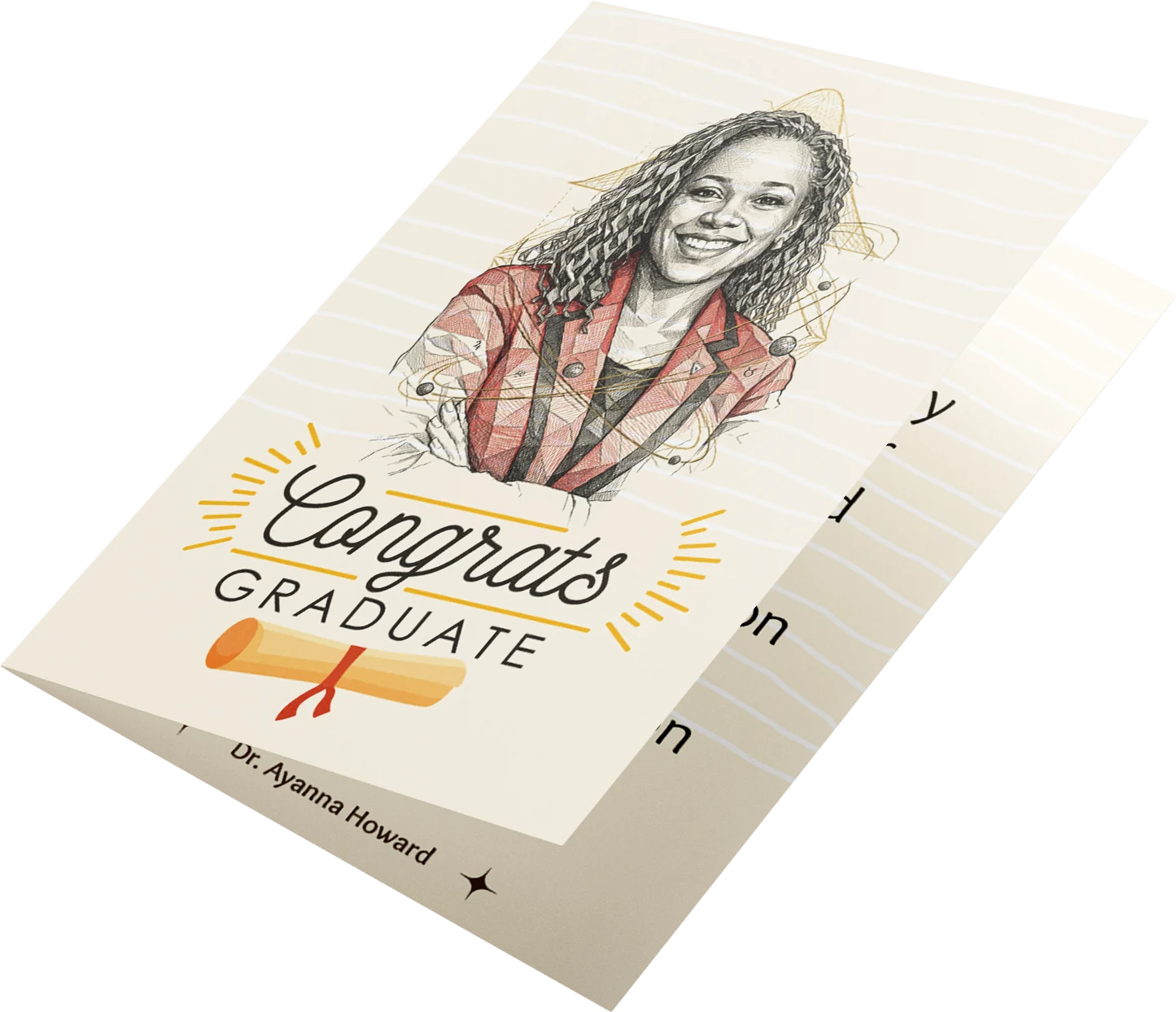 Congrats Graduate card featuring an illustrated portrait of Dr. Ayanna Howard