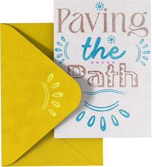 Paving the Path card with yellow envelope